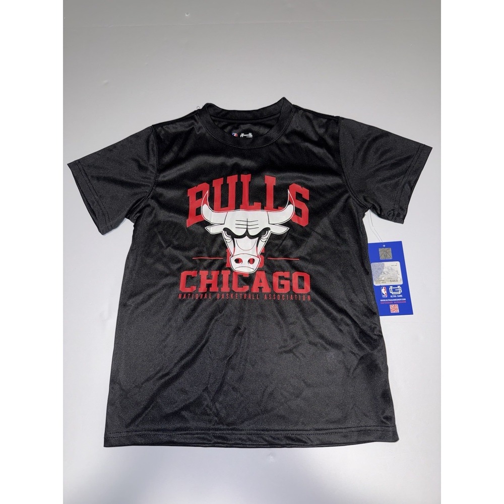 Chicago Bulls Youth Performance Shirt Black Size 10-12 NBA Ultra Game NWT